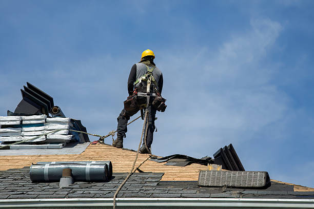 Professional Gutter Installation technician working in Conway, WA